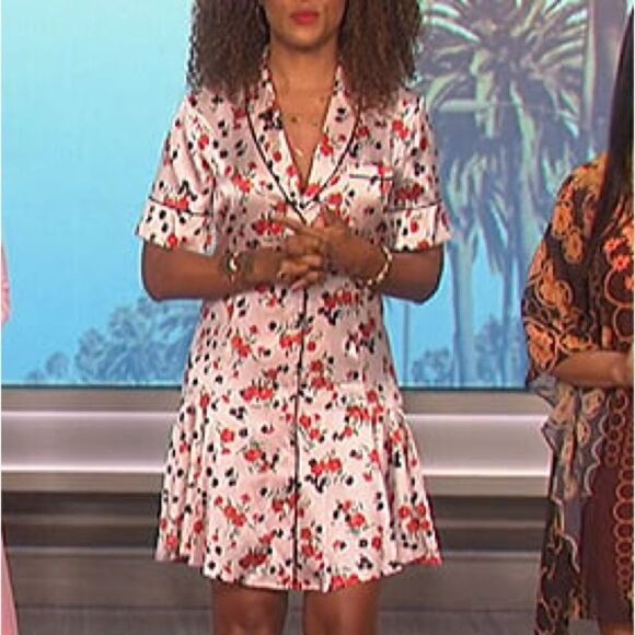 A.L.C. Ruthie Silk Mini Cream Pink Dress Floral Stretch Size 2 - Picture 11 of 15